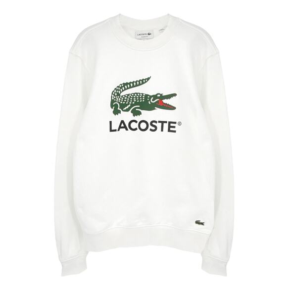 LACOSTE Classic Fit Crewneck Sweatshirt in White S - Picture 1 of 13